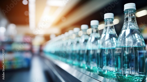 Sparkling water bottles in a supermarket