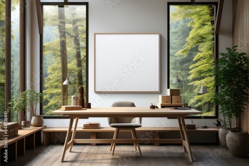 Blank canvas mock up modern office. Generative AI. photo