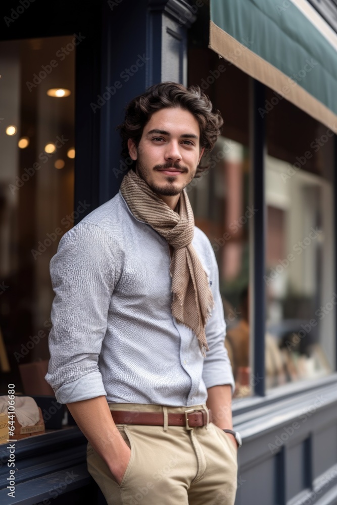 portrait of a handsome young man standing in front of his store portrait of a handsome young man standing in front of his store