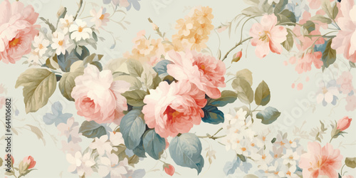 Modern Vintage floral seamless pattern on light background. contemporary Vector illustration. illustration of flowers, daffodil, narcissus, tulip, frame, wild flowers, plants and leaves.