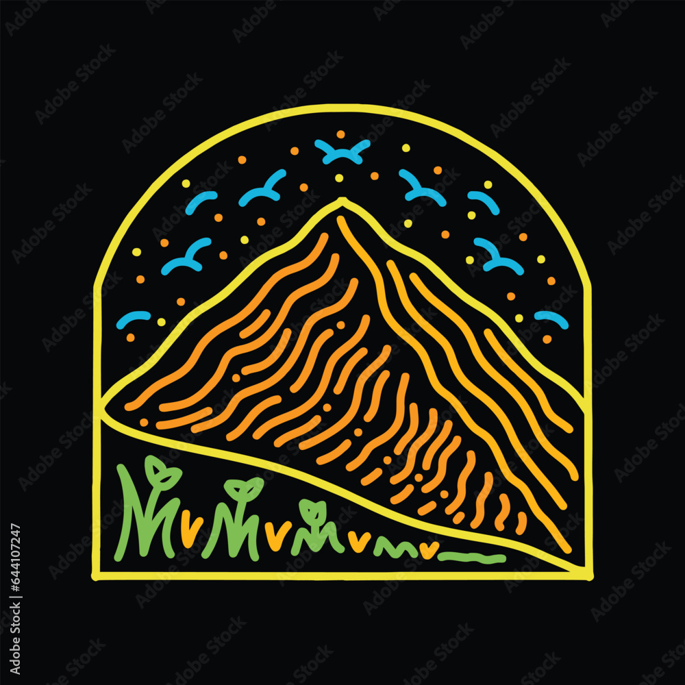 Fototapeta premium Monoline Mountain Vector Graphic Design illustration Emblem Symbol and Icon