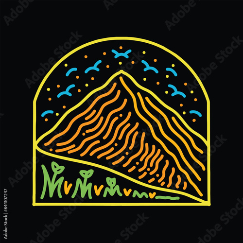 Fototapeta Naklejka Na Ścianę i Meble -  Monoline Mountain Vector Graphic Design illustration Emblem Symbol and Icon