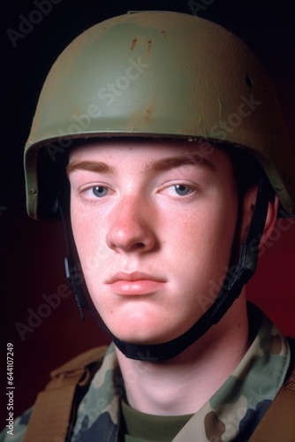 cropped portrait of a young soldier wearing his helmet © Alfazet Chronicles
