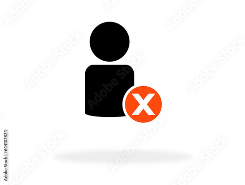 Foto Person Icon mit X zum Löschen - Symbol Illustration mit Schatten