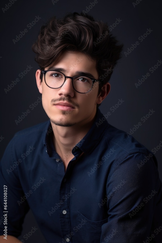 Fototapeta premium studio shot of a handsome young man holding his glasses against a gray background