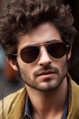 closeup of a trendy male wearing shades