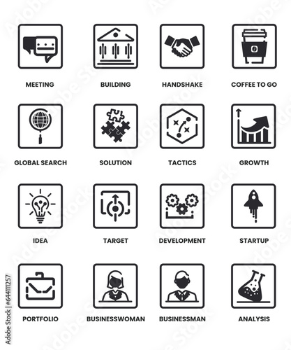16 Different Line Style Productivity And Business Icons