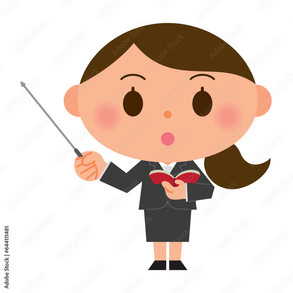 差し棒を持って解説するスーツ姿の女性 差し棒を持って解説するスーツ姿の女性