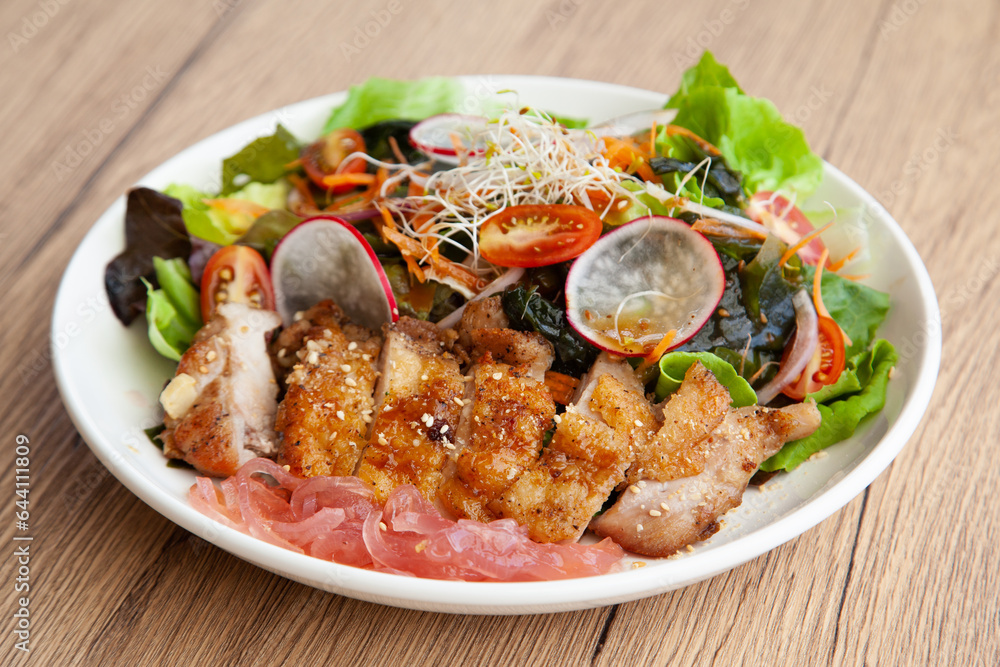 Grilled chicken salad with Japanese sesame dressing