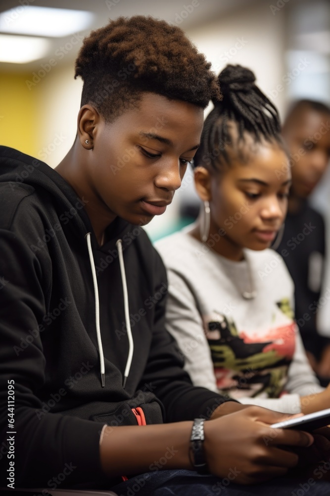 shot of two young people using a digital tablet during an event at a community center