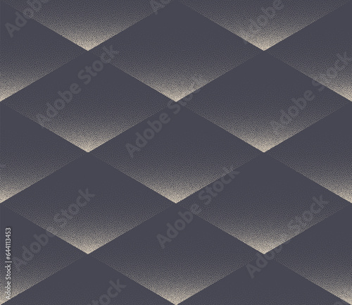 Rhombus Grid Classic Seamless Pattern Trend Vector Dot Work Abstract Background. Geometric Abstraction Graphic Design Textile Print Texture Repetitive Wallpaper. Half Tone Continuous Art Illustration