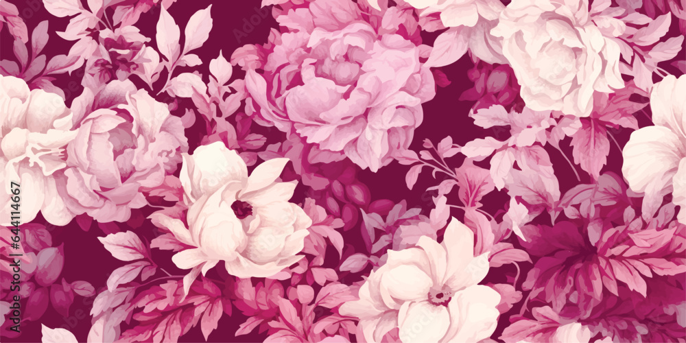 Vector botanical Seamless flowers pattern. dusty pink rose color. Retro collage pattern. Contemporary print for wedding, greetings, wallpapers, fashion, backgrounds, textures, DIY, wrappers, cards Vector botanical Seamless flowers pattern. dusty pink rose color. Retro collage pattern. Contemporary print for wedding, greetings, wallpapers, fashion, backgrounds, textures, DIY, wrappers, cards