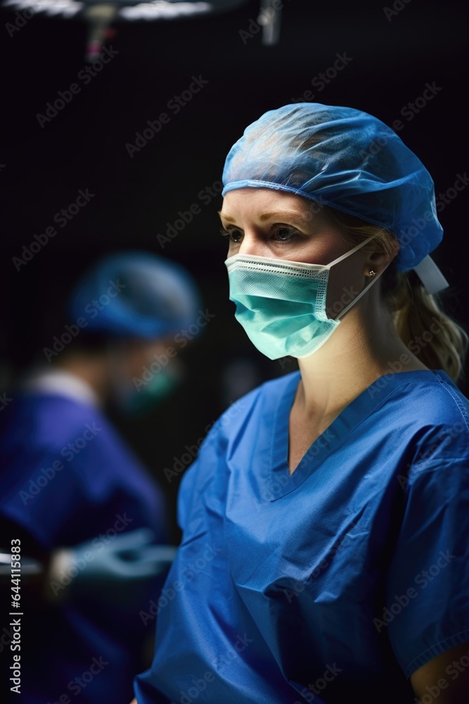 shot of a female surgeon in the middle of an operation