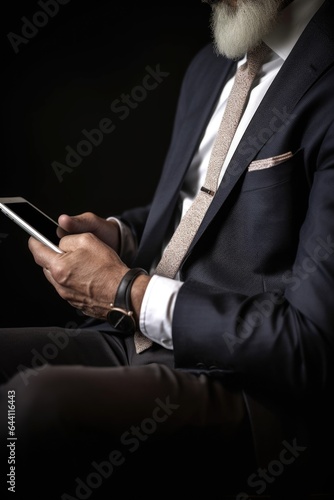 cropped shot of a man using his digital tablet