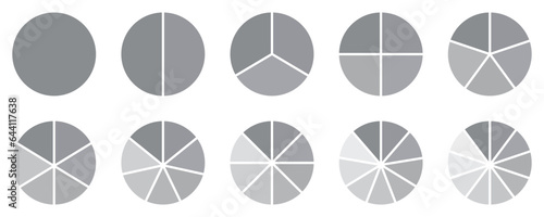 Chart segments collection. Sections and slices pack. Vector illustration.