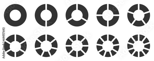 Chart segments collection. Sections and slices pack. Vector illustration.