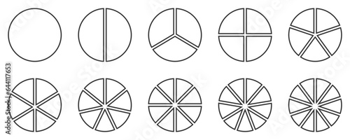 Chart segments collection. Sections and slices pack. Vector illustration.