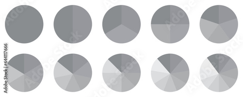 Chart segments collection. Sections and slices pack. Vector illustration.