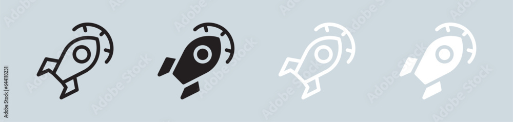 Optimization icon set in black and white. Rocket signs vector illustration. Optimization icon set in black and white. Rocket signs vector illustration.
