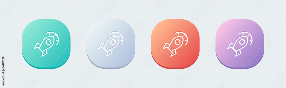 Optimization line icon in flat design style. Rocket signs vector illustration. Optimization line icon in flat design style. Rocket signs vector illustration.