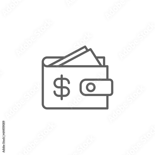 Wallet icon. Simple outline style. Affordable, investment, money, cash, dollar, bill, payment, business, finance concept. Thin line symbol. Vector isolated on white background. Editable stroke SVG.