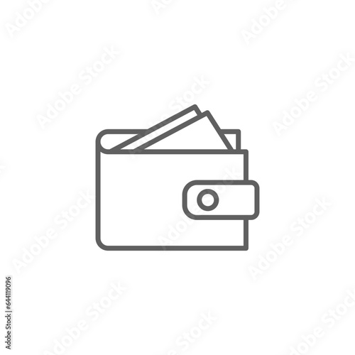 Wallet icon. Simple outline style. Affordable, investment, money, cash, dollar, bill, payment, business, finance concept. Thin line symbol. Vector isolated on white background. Editable stroke SVG.