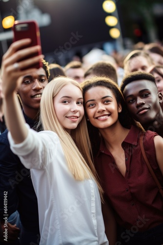 shot of young people taking a selfie at an event