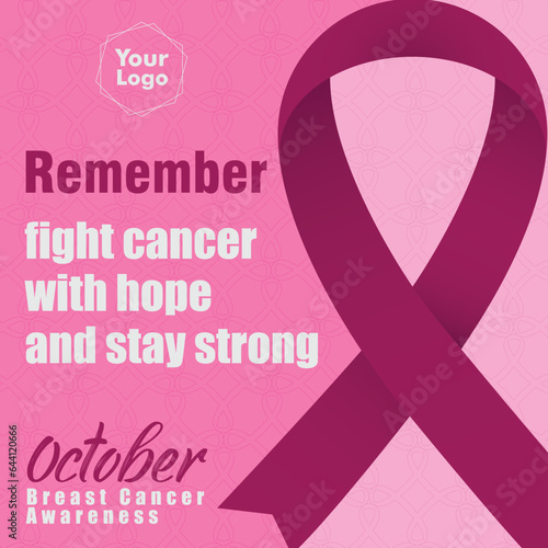 Breast cancer awareness social media post design template. Usable for social media post, banner, card, and website.