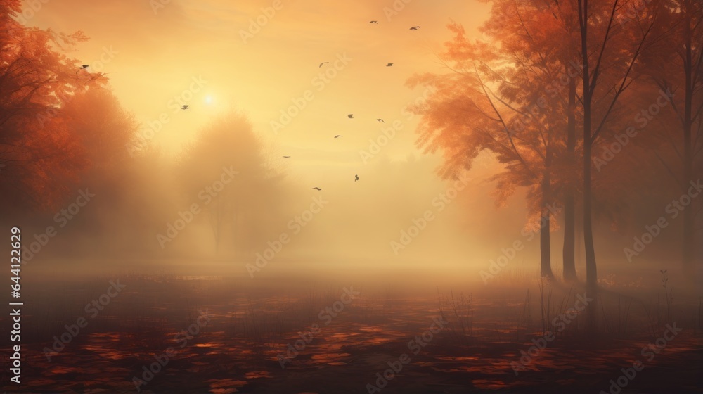 View beauty autumn foggy, landscape background View beauty autumn foggy, landscape background