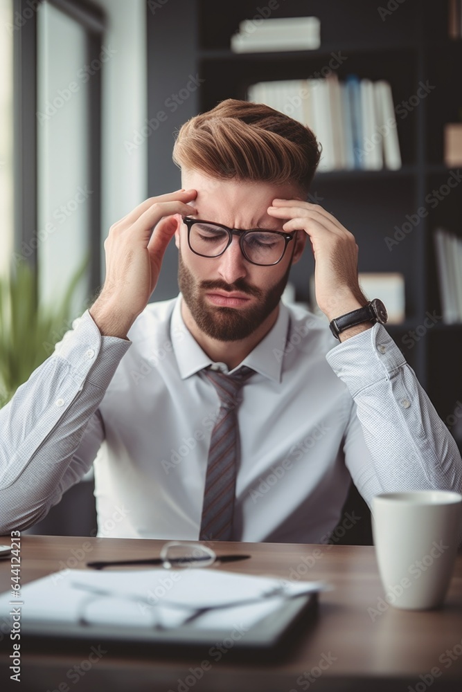 shot of a young businessman looking stressed in his home office shot of a young businessman looking stressed in his home office