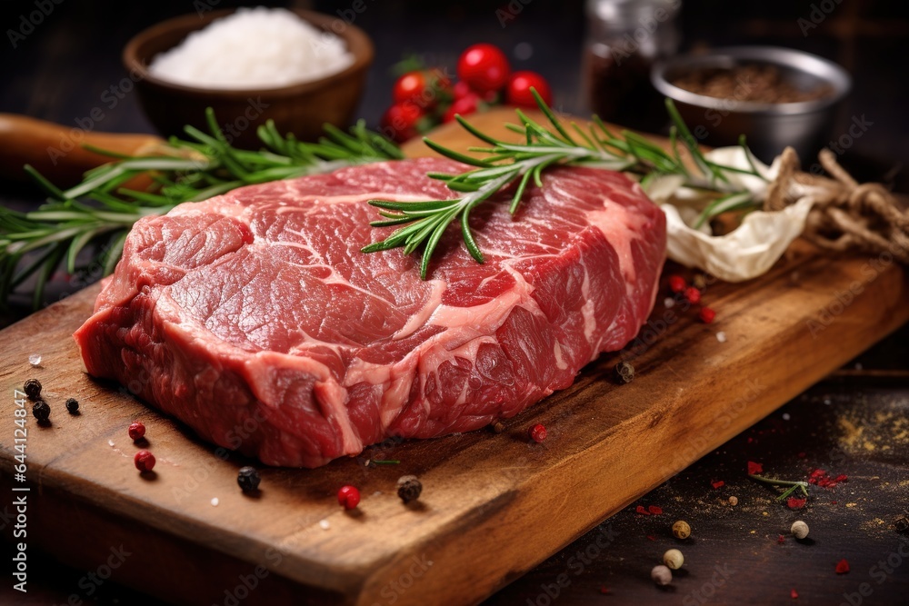 raw beef steak with rosemary raw beef steak with rosemary