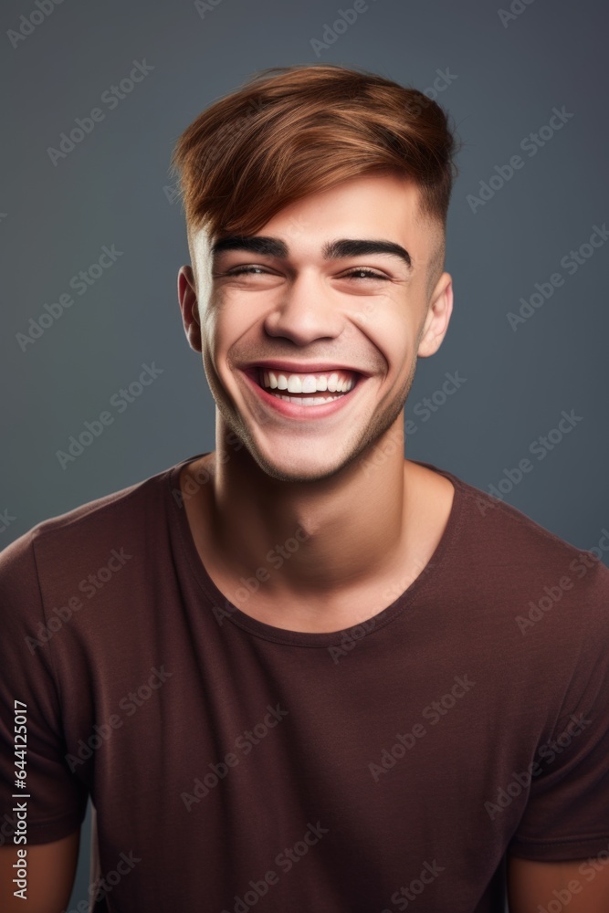 Fototapeta premium shot of a young man smiling while posing in studio