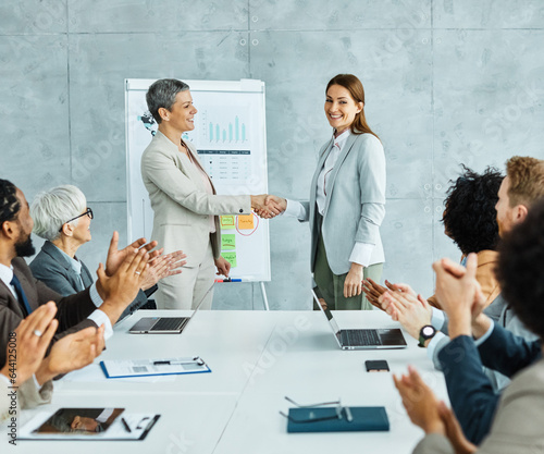 Photography business meeting businesswoman office teamwork woman  introduction greeting empl