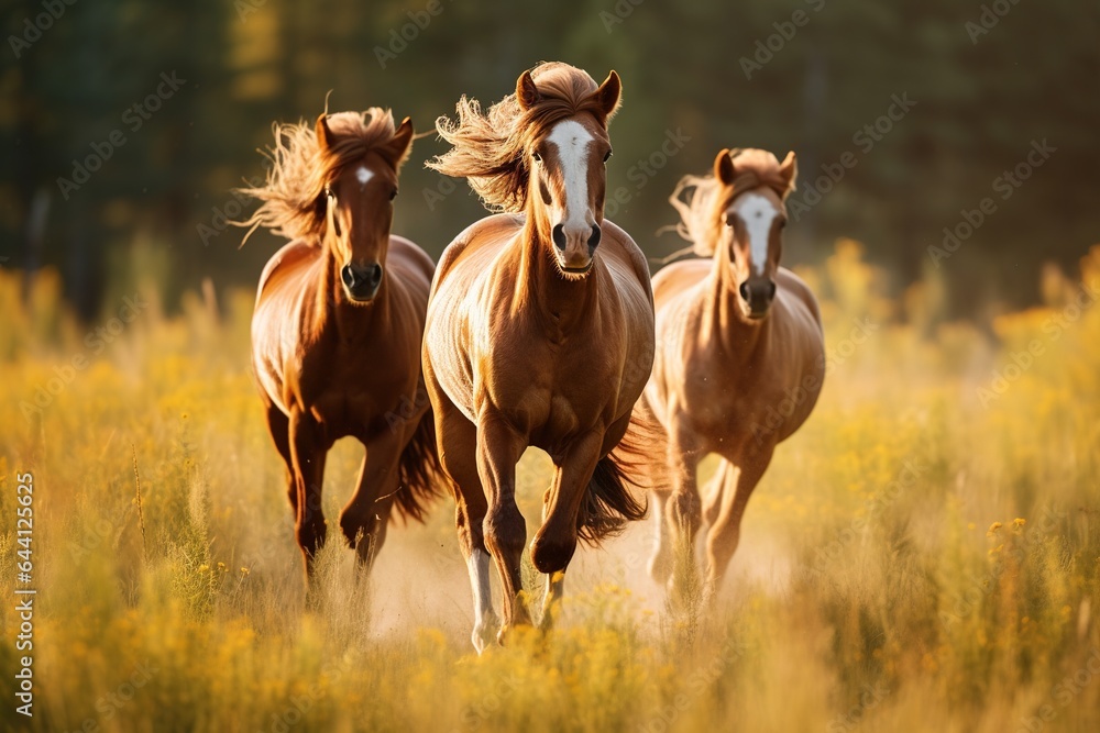 Obraz premium horses in the field