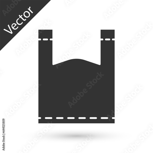 Grey Plastic bag icon isolated on white background. Disposable cellophane and polythene package prohibition sign. Vector Illustration