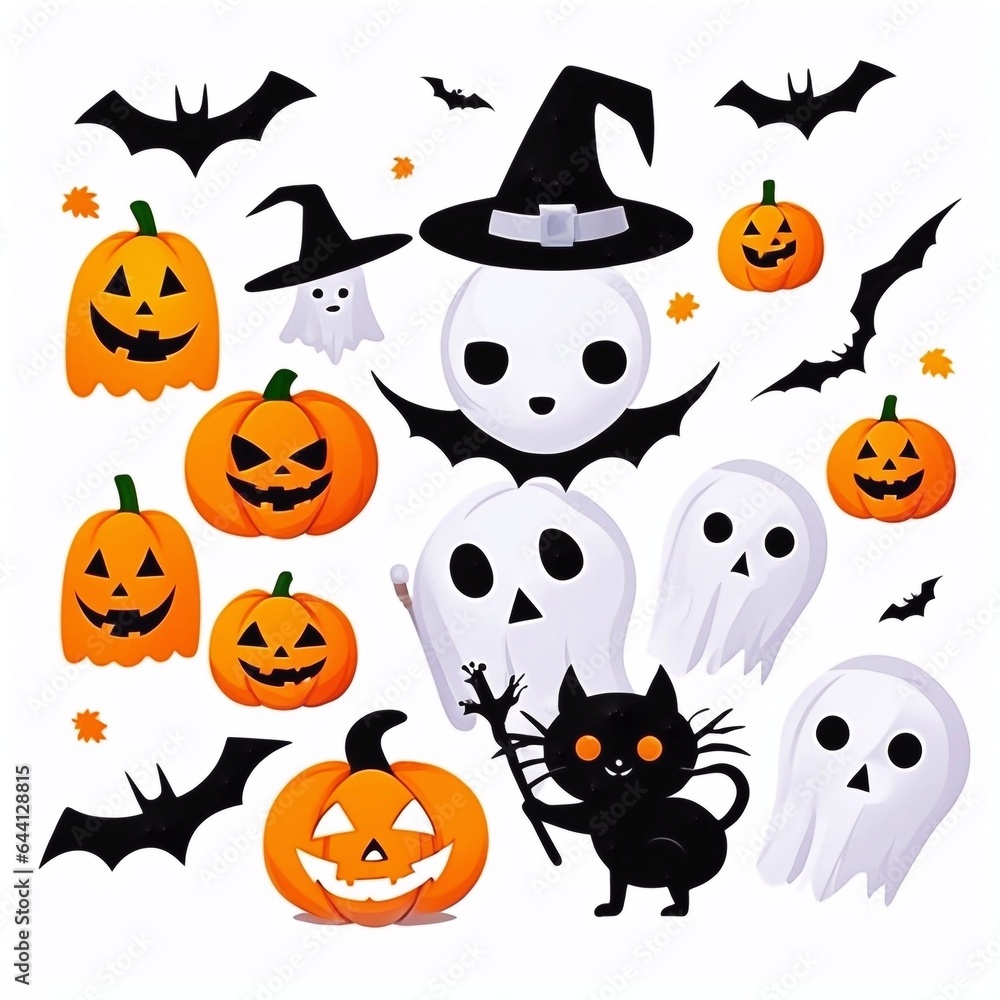 Halloween cartoons set. Halloween cartoons set.