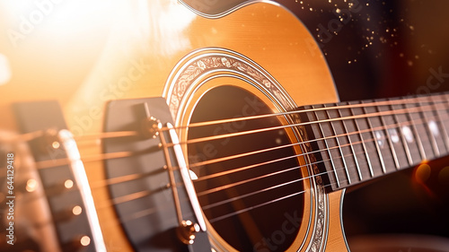 Fotografia acoustic guitar abstract background music.