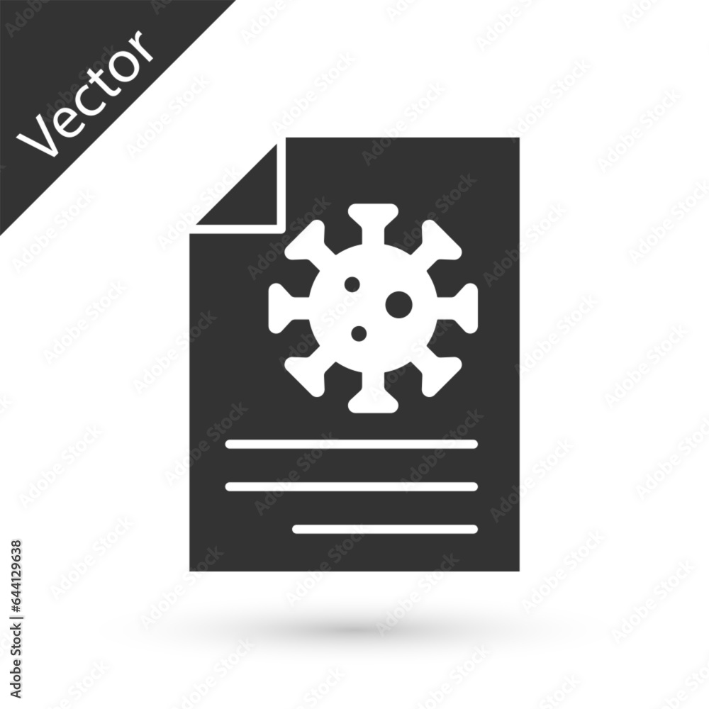 Grey Medical clipboard with blood test results icon isolated on white background. Clinical record, medical check marks report. Vector. Grey Medical clipboard with blood test results icon isolated on white background. Clinical record, medical check marks report. Vector.