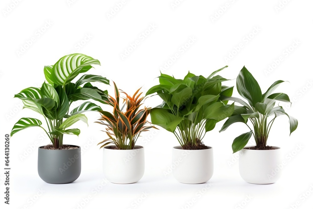 Botanical growth in a white container with lush foliage against a clean background.