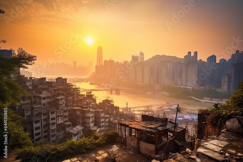 Chongqing China centrum city in sunset 