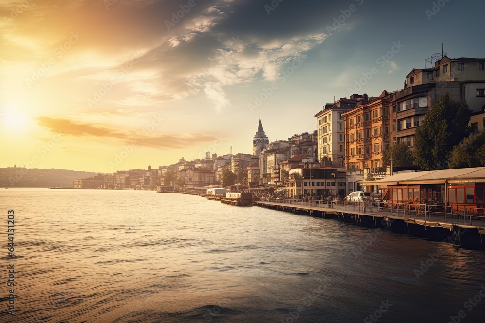  Istanbul Turkey centrum city in sunset 