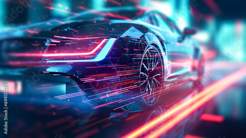 EV electric car system or futuristic automotive technology with connecting power control.super computer in modern machine.artificial intelligence development.