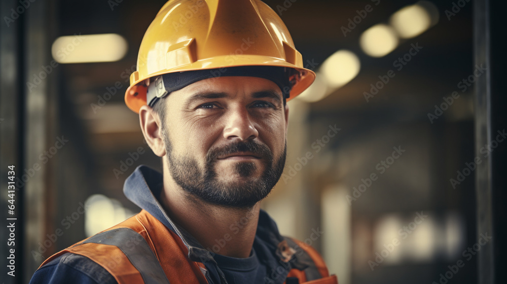 A construction worker stands confidently beside a solar panel. A construction worker stands confidently beside a solar panel.