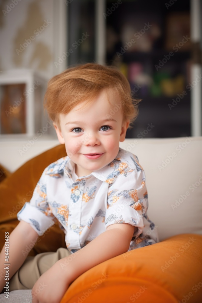 portrait of an adorable little boy sitting on the sofa at home portrait of an adorable little boy sitting on the sofa at home