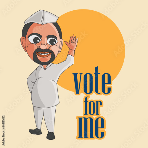Indian politician cartoonish character vector illustration.