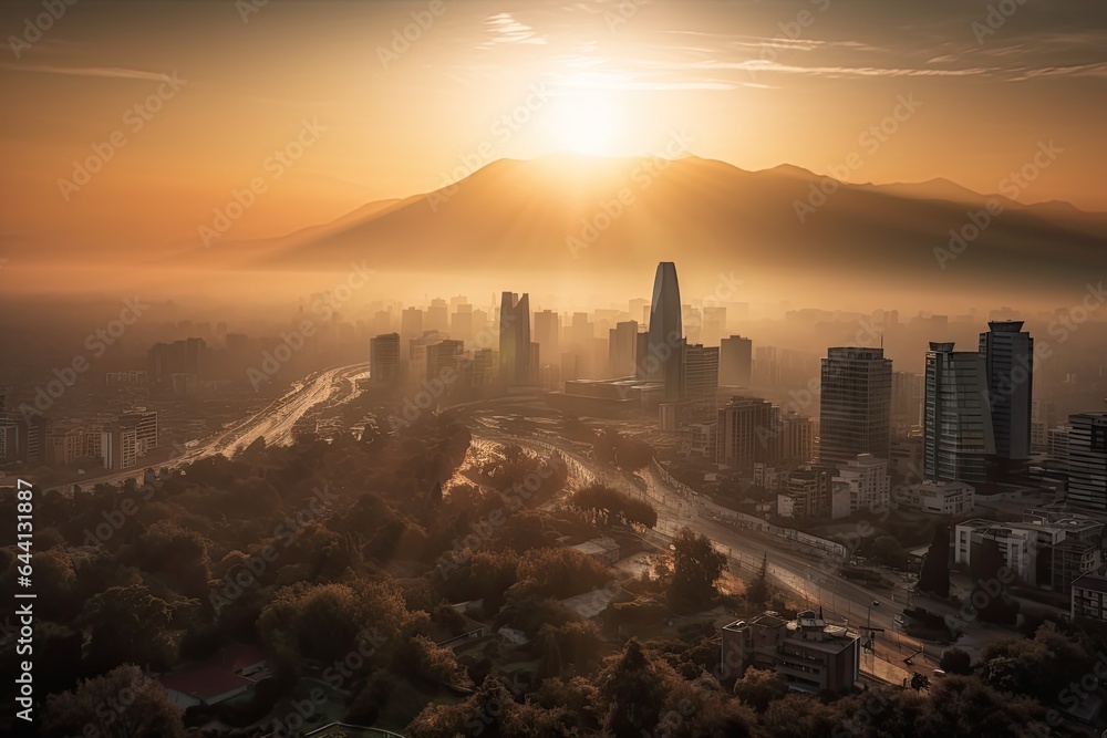  Santiago Chile centrum city in sunset 