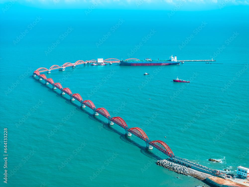Steel Bridge of Huilai Crude Oil Terminal in Jieyang City, Guangdong Province, China
