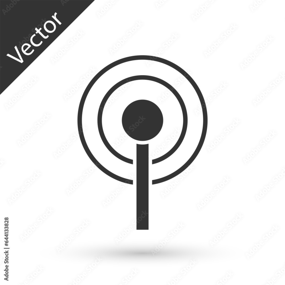 Grey Antenna icon isolated on white background. Radio antenna wireless. Technology and network signal radio antenna. Vector Grey Antenna icon isolated on white background. Radio antenna wireless. Technology and network signal radio antenna. Vector