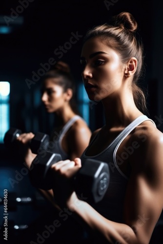 closeup shot of a focused young sportswoman working out with dumbbells in a gym