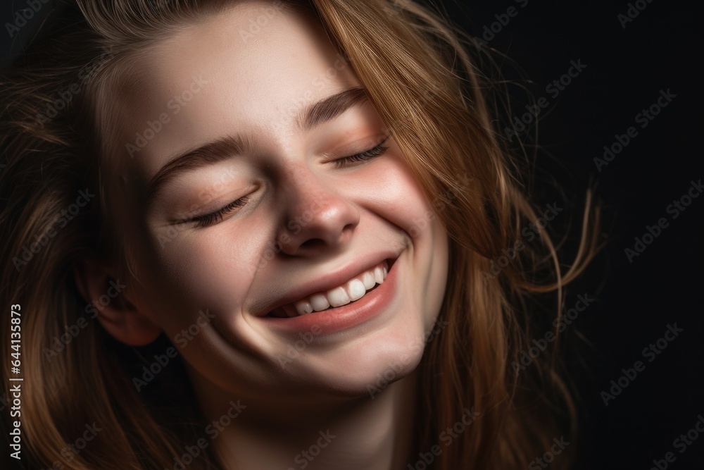 a beautiful young woman holding her brown eye closed and smiling a beautiful young woman holding her brown eye closed and smiling